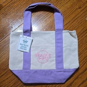 Purple and Cream Canvas Tote Bag
